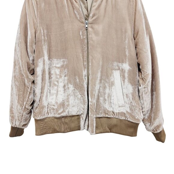 Madewell Women's Velvet Bomber Jacket Size Medium Viscose & Silk Blend Beige - Picture 9 of 13